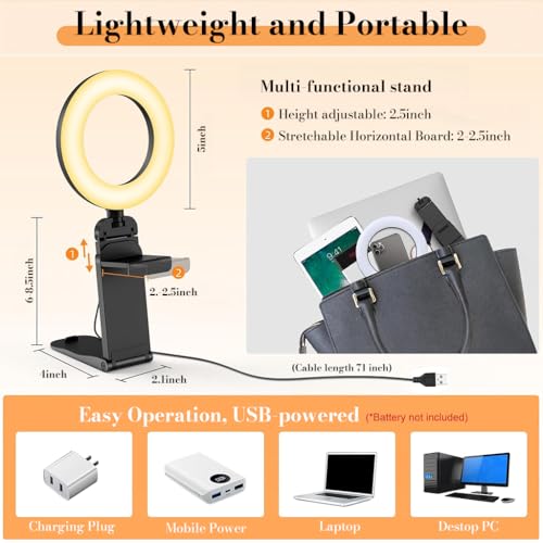 Image of ZORBES USB Clamp LED Ring Light, 5-Color, 10 Brightness Levels