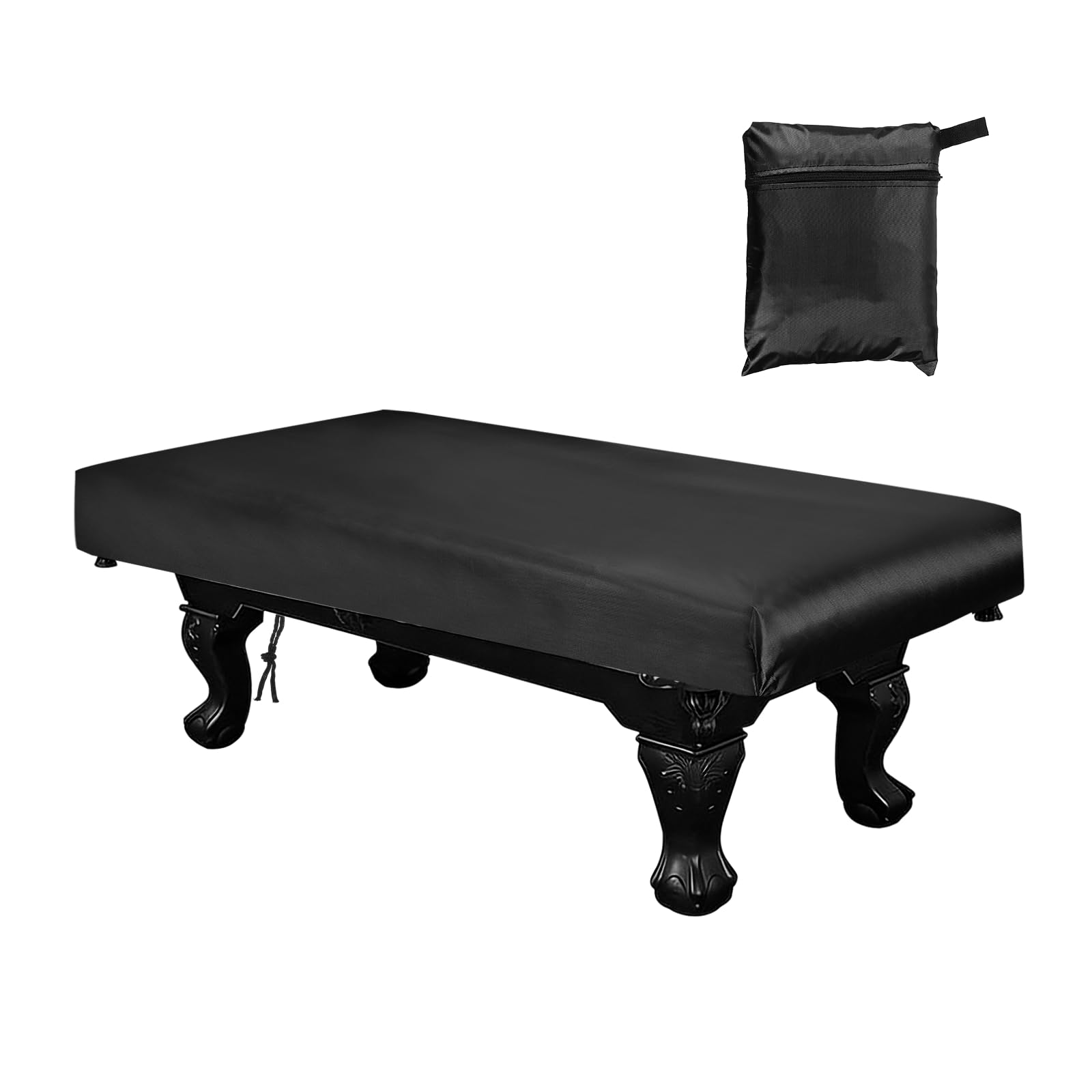 YELARXI Billiard Pool Table Cover, Waterproof Dustproof Billiards Accessories with Storage Bag, 8 ft & Oxford & Silver-Plated & Black - Fitting For(Snooker Billiard Table/Outdoor/Indoor)
