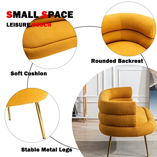 Dolonm Accent Loveseat Sofa For Living Room, Modern Mini Couch With Tufted Backrest, Upholstered Comfy Settee Loveseat For Bedroom, Small Space, Mustard Yellow #TOP3