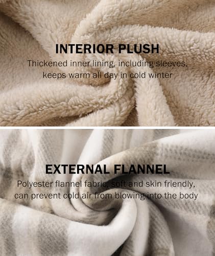 Image of Mens Plaid Hoodies Winter Zip Up Fleece Jacket Sherpa Fleece Lined Warm Flannel Jacket Coat