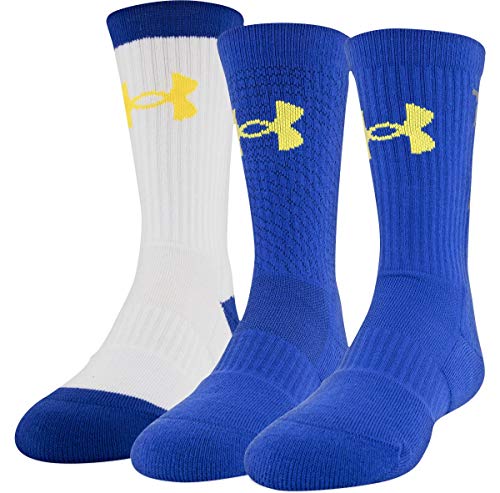 Under Armour Kids' SC30 Phenom Crew Socks 3 Pack (Royal Blue, 13.5K - 4Y)