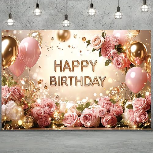 Birthday Backdrop Birthday Banner for Women 71 x 43 Inc Happy Birthday Backdrop and Birthday Banner for Women Perfect for Photo Booth Party Wall Decoration and Birthday Photography