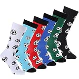 Vicenpal 6 Pairs Men's Novelty Volleyball Soccer Socks Sports Funny Crew Socks Soccer Volleyball Lover Gift for Women Running Athletic (Soccer Style) 6-12