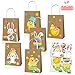 12 Sacs Cadeaux de Pâques, Sacs en Papier Kraft à Remplir DIY, Sac Kraft Avec Poignée Avec 12 DIY Autocollants de Pâques, Sacs Cadeaux de Pâques pour Emballer Les Cadeaux des Enfants et des Adultes
