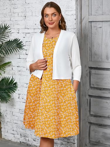 Image of AusLook Plus Size Midi Dress for Women Sleeveless Casual Summer Tank Dress with Pockets A-Line Loose Swing Dress 1-5X