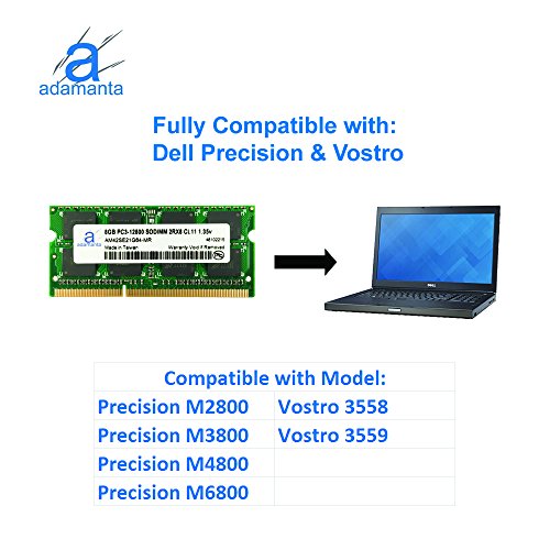 Image of Adamanta 8GB (1x8GB) Compatible for Dell Precision Mobile Workstation M4600, Workstation M4700 DDR3L 1600Mhz PC3L-12800 SODIMM 2Rx8 CL11 1.35v Notebook Laptop Memory RAM Upgrade