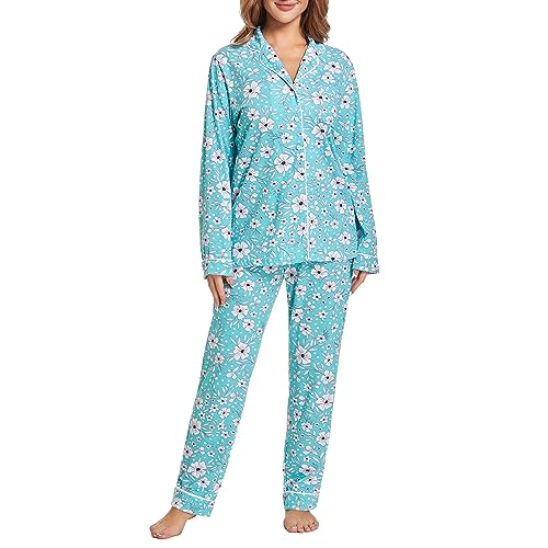 Image of Tugege Pajamas Set Long Sleeve Sleepwear Womens Button Down Nightwear Pj Sets
