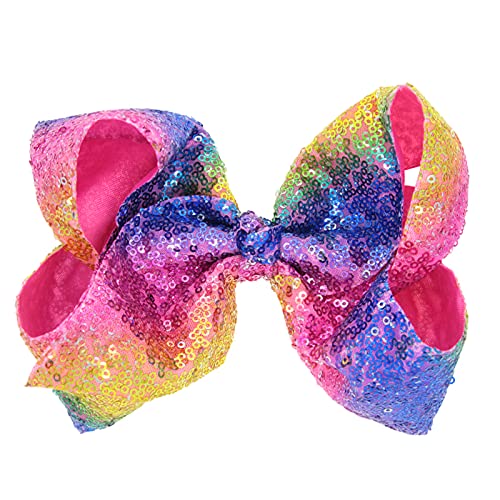 Xansema Rainbow Sequin Hair Accessories - Large 8 Inch Alligator Clips and Barrettes for Women Teens and Girls