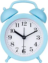 TXY Relógio despertador infantil com campainha dupla, clássico, bonito, operado por bateria, analógico, mini redondo de cabeceira, despertador, presente infantil para estudantes, decoração de casa