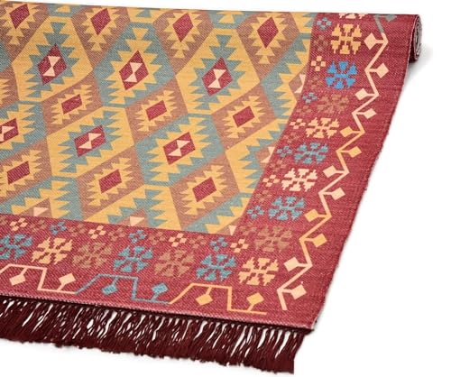 Image of Printed Rug Soft Floor Carpets with Anti Slip Backing for Living Room | Bedroom | Kids Room (Rust Multi, 4x6 Feet)