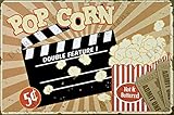 UNiQ Designs POPCORN Cinema Decor Media Room Decor Tin Signs Theater Sign - Movie Room Decor Accessories - Film Decor - Home Movie Theater Decor - Movie Reel Wall Decor - Vintage Movie Decor 12x16