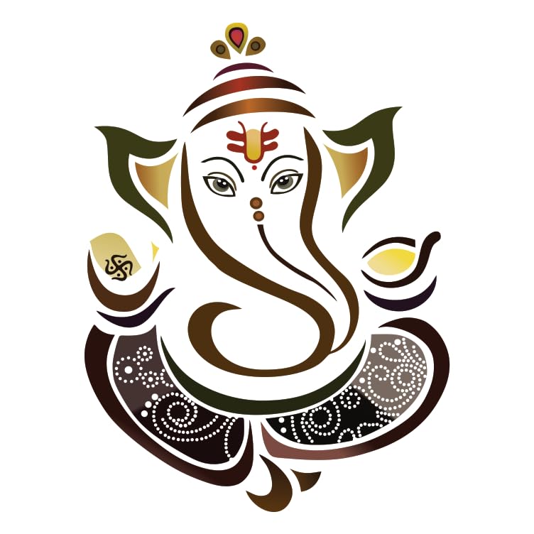 Sky Flying Shri Ganesh Ji God Wall Sticker for Bedroom, Office, Living Room (Multicolor, Size - 47 Cm X 60 Cm)