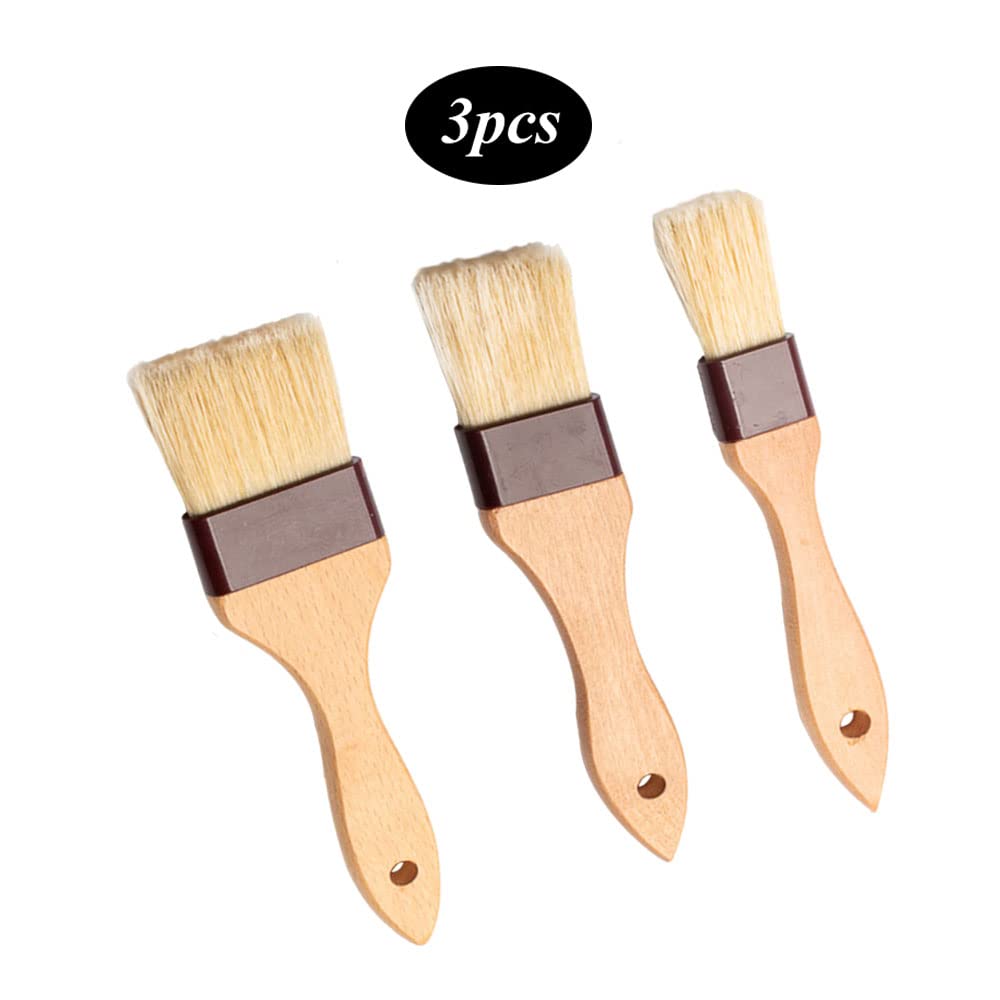 Set 3 Pennelli Da Pasticceria In Setola Naturale - Con Manico In Legno Per Olio, Salse E Glasse | Per Cucina E Grill - Foto 7