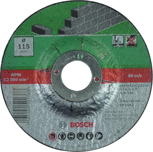 Bosch 2609256324 DIY Trennscheibe Stein 115 mm ø x 2.5 mm gekröpft