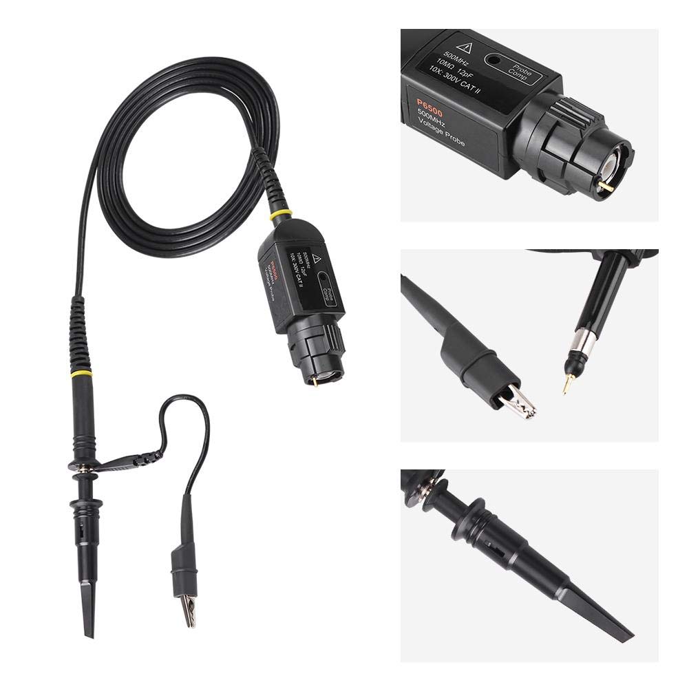 Sonde, P6500 500MHz 10X Oszilloskop-Sonde Hochpräziser passiver schwarzer Sondenclip für BNC-Schnittstellenoszilloskope