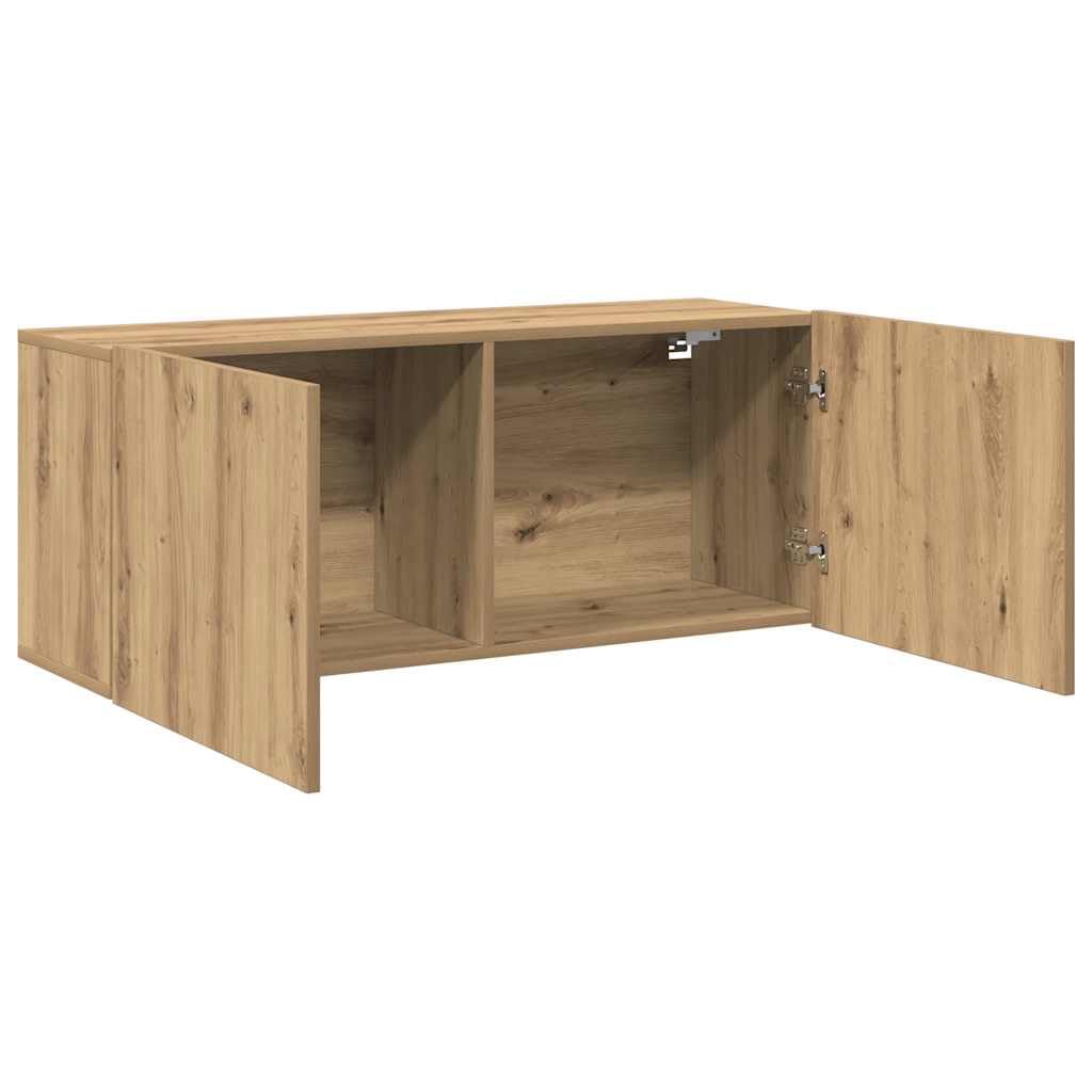Drewnopochodny Ścienna montażowa Szafka pod telewizor 100x30x41 cm Brąz