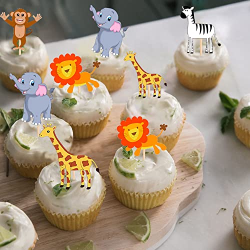 Image of PARTY PROPZ JUNGLE THEME CUPCAKE TOPPERS CAKE DECORATION SUPPLIES 14 PCS