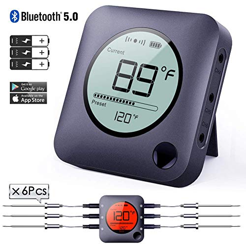 Bluetooth Meat Thermometer Smart Wireless Remote Digital BBQ Thermometer APP Controlled with 2