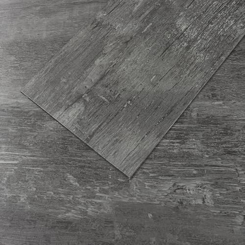 Dalles de sol en vinyle VEELIKE | Carreaux de sol adhésifs gris foncé amovibles pour chambre