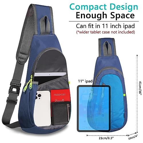 TITECOUGO Sling Bag Small Backpack for Men Women Shoulder Bags Gym Cross Body Running Rucksack Work Healthy Back Bag Chest Bags Crossbody Backpacks Daypack Camp Day Packs Sports Lightweight Navy Blue - Image 3