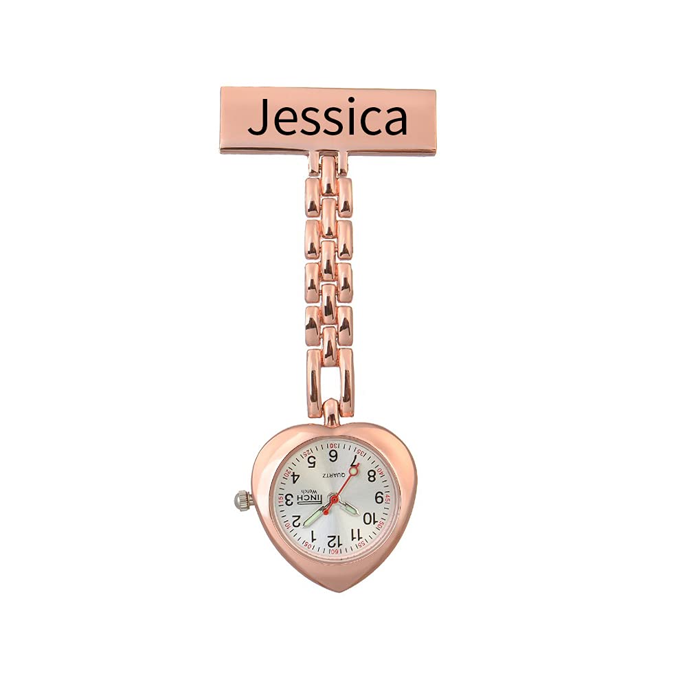 Jewelora Orologio Da Tasca Con Clip Per Infermieri - Personalizzabile Con Nome Inciso, Regalo Per Medici E Studenti