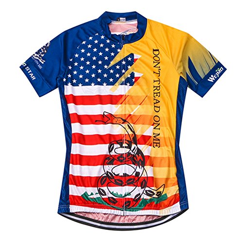 Weimostar USA Flag Men's Cycling Jersey Short Sleeve Reflective Bike Clothes Size L - Thumbnail 4