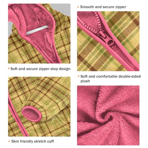 GuoChe Plaid Gold Yellow Baby Girl Fleece Jacket3