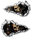 Sticar-it Ltd Largo Par Rasgado Metálico Pegatina Vinilo Coche Demonio Skull Interior JDM Hot Rod EMO, XXL 600x340mm Each