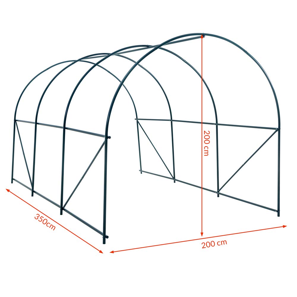 Gardebruk Serra da Giardino 7m² Porta Arrotolabile 6 finestre Serre Tunnel Piante Orto Giardinaggio 350x200x200cm