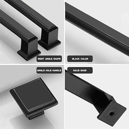 Miniatura 4 de VOOOLO Paquete de 5 tiradores de gabinete color negro mate cuadrados para cocina, cajón, armario, aparador, baño, puerta, baño
