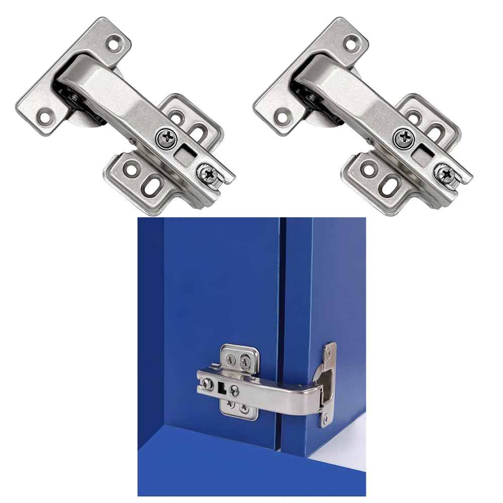 Wanlian Silver [2 Pcs] Cabinet Hinged Door 180 Degree Hinge 90 Degree Cabinet Corner Door Soft Closing Hinge [4 Holes]