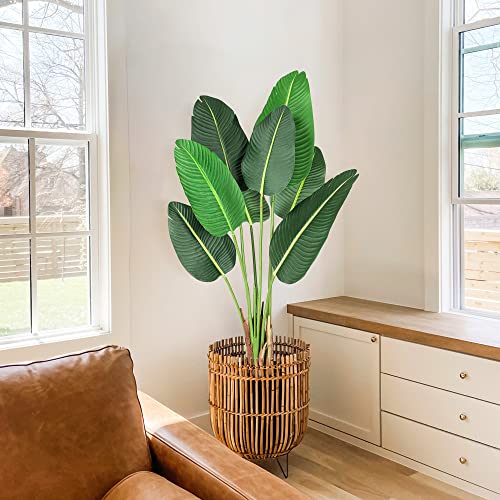 Amyove [ 2Pack ] 48 inchs Artificial Tree Bird of Paradise with 8 Trunks, 4 Feet Faux Plant Fake Banana Tree Plant with Pot for Home, Decor, Indoor, Outdoor, Living Room, Office