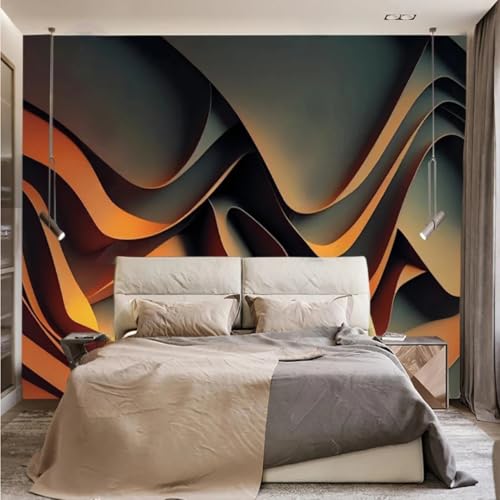 Papier peint 3D vagues pour masquer les imperfections murales du salon