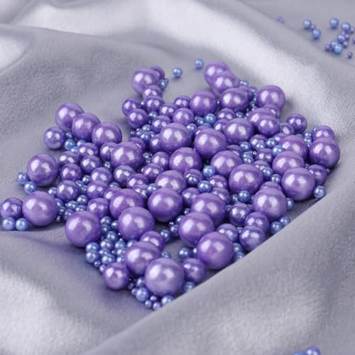 Image of Purple Pearl Sprinkles for Cake Decorating, 4 Sizes Sugar 130g /4.6oz, Cupcake, Ice Cream, Donuts, Macaron Toppings Supplies (2mm, 4mm, 7mm, 1cm)