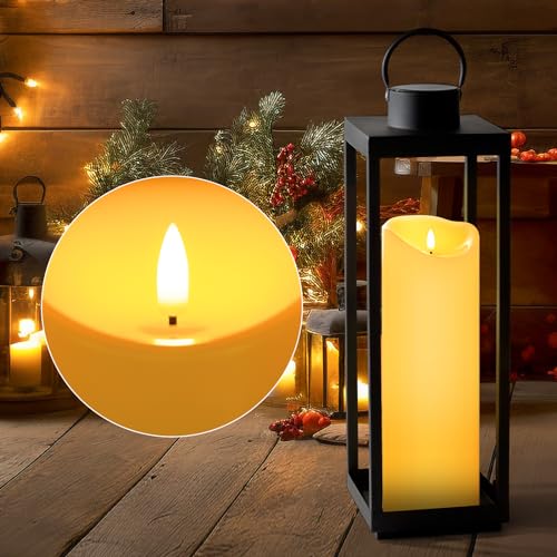 Image of Outdoor Flameless Candles With Remote, 12x4 Waterproof LED Pillar Candles | Extra Large 12x4 Inch Waterproof Design, Flickering LED Glow, Timer Remote, Battery Operated Candles For Patio & Lanterns