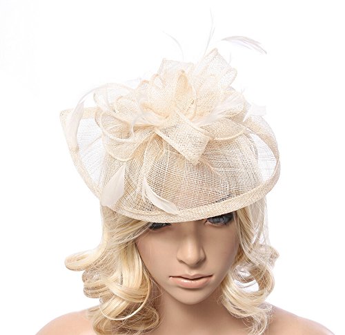 Antique future sinamay fiore piuma fascia