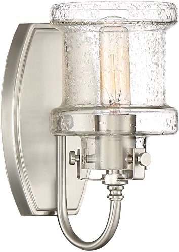 Quoizel DNY8601BN Danbury Wall Sconce, 1-Light, 100 Watts, Brushed Nickel (10"H x 5"W) Quoizel DNY8601BN Danbury Wall Sconce, 1-Light, 100 Watts, Brushed Nickel (10"H x 5"W)