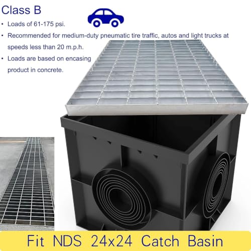 Image of Galvanized Steel Drain Grate, Driveway Channel Cover 24x24 in