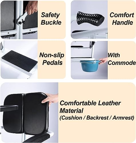TISTIK Hydraulic Patient Lift for Home w/180° Split Seat and Potty, Dining Table Portable Transport Wheelchair Steel Toilets Seat Transfer Aid for Elderly Height Aadjustable - Thumbnail 6
