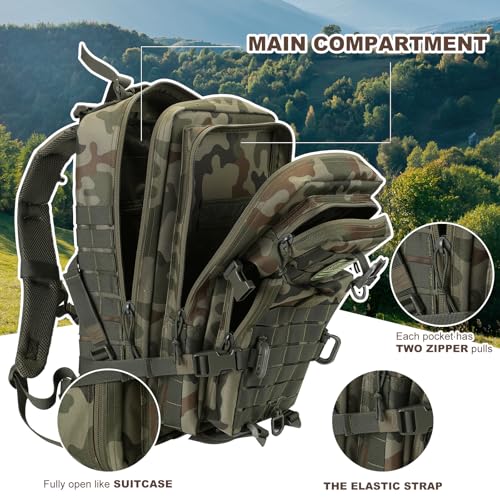 Image of Hannibal Tactical MOLLE Assault Backpack, Tactical Backpack Military Army Camping Rucksack