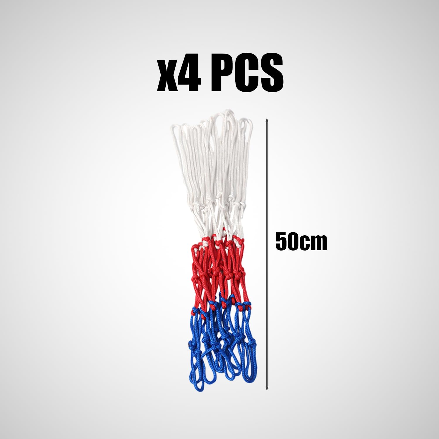 4 reti da basket, rete da basket professionale, rete da basket portatile, adatta per campi scolastici, basket, interni ed esterni (50 cm)