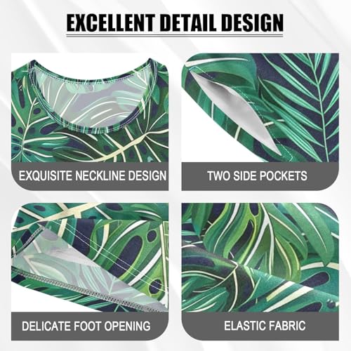 ALAZA Tropical Palm Leaf Pajamas Short Sleeve 2 Piece Sleepwear Top and Bottom Pajama Set Unisex4