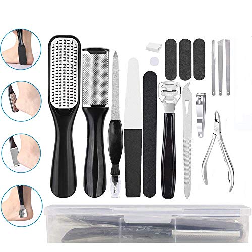 18 in 1 Pedicure Kit professional Manicure Tool Kits Foot File Foot Rasp Set callus remover for feet foot scrubber pedicure set for Women Men Home Travel Salon Foot Care Kit