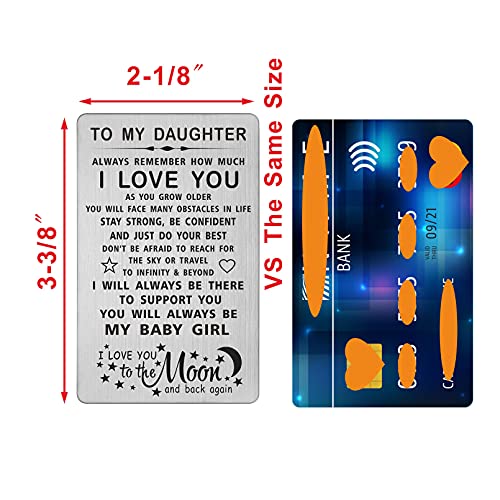 TANWIH Daughter I Love You Gifts Engraved Wallet Card, You Will Always Be My Baby Girl, To My Daughter Birthday Graduation Christmas Wedding Gifts from Mom Dad2