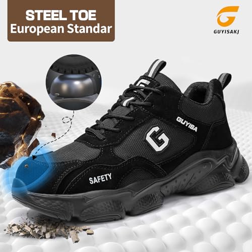 Image of Steel Toe Shoes for Women and Men, Lightweight Safety Work Shoes, Puncture Resistant Cushioned Low Top Work Sneakers for Warehouse Factory Construction