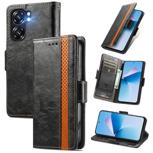 MOJIA Hülle für Oukitel C58 Pro/Oukitel C58, PU Slim Magnetische Klapphülle Handyhülle mit Kartenfach & Standfunktion Anti-Drop Schutzhülle. Schwarz