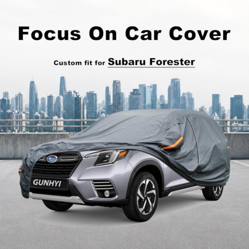 Image of GUNHYI Premium Car Cover Custom Fit Subaru Forester, 16 Layers Heavy Duty Car Cover Waterproof All Weather with Zipper Door for Sun Rain Snow Dust Uv Protection