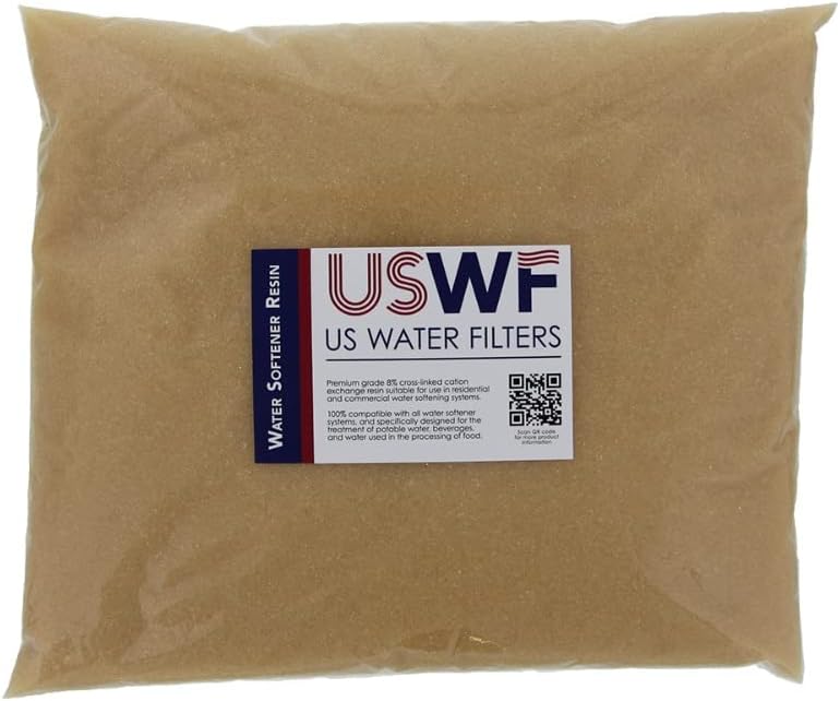 USWF-8P-12lbs Ion Exchange Water Softener Resin - 0.25 Cubic Foot - Single Bag - Ideal for Residential or Commercial Use - Reduces Soap Scum and Limescale