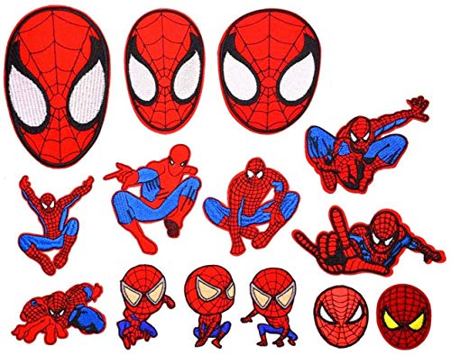 14pcs Patch Spiderman Super-héros Écusson Brodé Patch Brodé pour Jeans Vestes Vêtements Sac à Main Chaussures Casquettes
