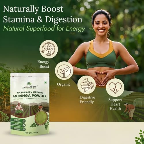 Image of Organic Moringa Leaf Powder 500g | Sahjan, Drumstick, Murungai Leaves | Ayurvedic Superfood for Energy, Immunity & Detox | Rich in Protein, Iron, Calcium, Vitamins | Natural & Lab Tested